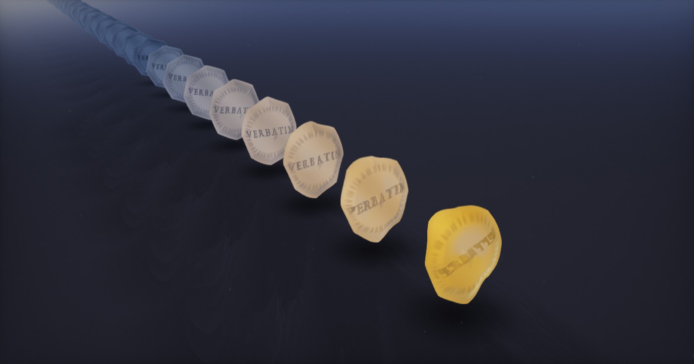 Provenance — a receding line of copied seals, gilded toward the front